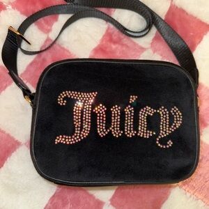 Juicy Couture Black Crossbody Bag with Rhinestone Detail